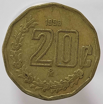 20 сентаво 1998г. Мексика, состояние XF - Мир монет