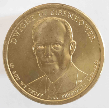 1 доллар 2015г. США.  Р . Дуайт Эйзенхауэр(1953-1961), 34-й президент,  состояниеUNC. - Мир монет