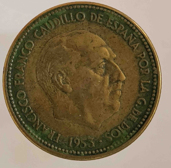 2.50 песет 1953г. Испания, состояние XF - Мир монет
