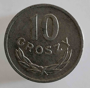 10 грошей 1967г. Польша, состояние VF - Мир монет