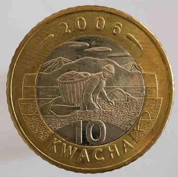 10 квача 2006г. Малави.Сбор урожая, состояние UNC - Мир монет