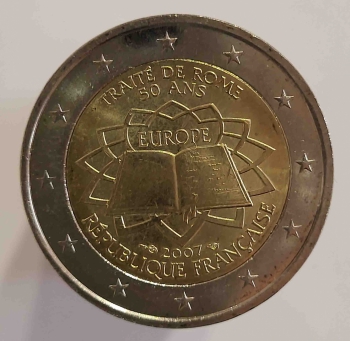 2 евро 2007г. Франция. 50 лет Римскому договору, состояние UNC - Мир монет