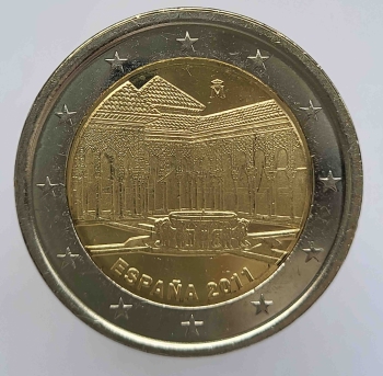 2 евро 2011г. Испания.  Альгамбра. Хенералифе и Альббайсин в Гранаде, из ролла - Мир монет