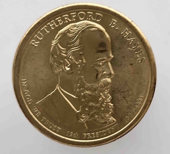 1 доллар 2011г. США.  D. Ратерфорд Хейз(1877-1881), 19-й президент,  состояние UNC. - Мир монет