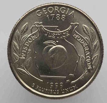 25 центов 1999г.  США. Р и D. Джорджия, состояние UNC.  - Мир монет