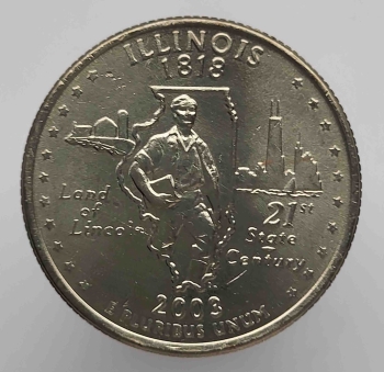 25 центов 2003г. США. Р и D Иллинойс, состояние UNC  - Мир монет
