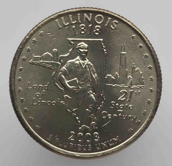 25 центов 2003г. США. Р и D Иллинойс, состояние UNC  - Мир монет