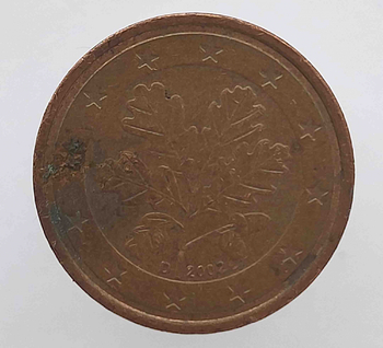 2  евроцента 2002г. Германия, из обращения - Мир монет
