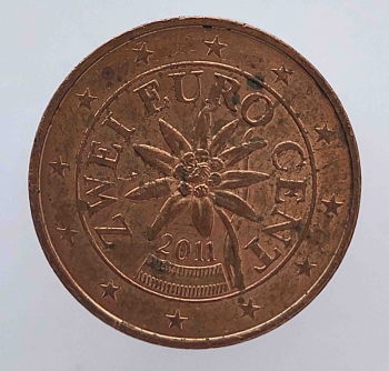 2 евроцента  2011г. Австрия, состояние VF-XF - Мир монет