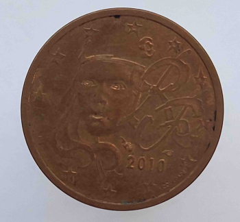 2 евроцента  2010 г. Франция, состояние XF+ - Мир монет