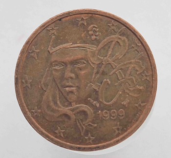 2 евроцента  1999 г. Франция, из обращения - Мир монет