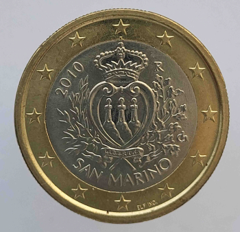 1 евро 2010г. Сан-Марино, состояние UNC - Мир монет