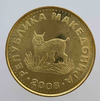 5 динар 2008г. Македония. Рысь, состояние UNC - Мир монет