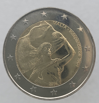 2 евро 2014г. Мальта. 50 лет Независимости, состояние UNC - Мир монет