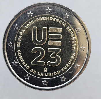2 евро 2023г. Испания.  Председательство в Совете ЕС, из ролла. - Мир монет