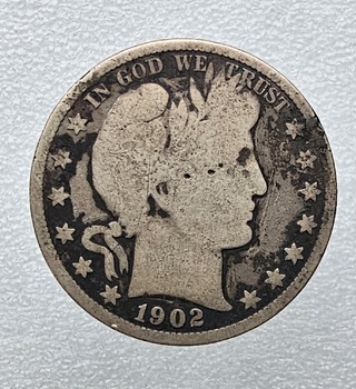 США ½ доллара, 1902г.  50 центов Барбера, серебро 0.900, вес 12,42гр, ходячка. - Мир монет