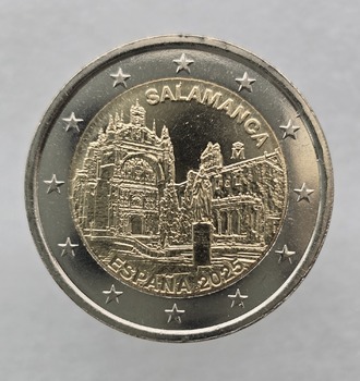 Испания.  2 евро 2025г. Юнеско-Старый город Саламанка , из ролла. - Мир монет