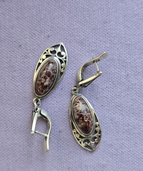 Серебряные серьги , СССР, 925 проба, вес 9.51гр - Мир монет