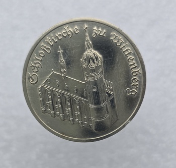 5 марок 1983г. ГДР. Церковь в Виттенберге , мешковая. - Мир монет