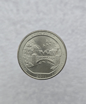 25 центов 2011г. США.  D . Рекреационная зона № 10 Чикасо. Оклахома, состояние UNC.  - Мир монет
