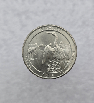 25 центов 2014г. США.  D . Национальный парк № 25-Эверглейдс. Флорида, состояние UNC.  - Мир монет