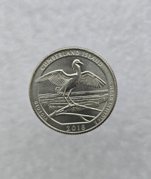 25 центов 2018г. США.  D . № 44. Национальное побережье острова Кумберленд. Джорджия, состояние UNC.  - Мир монет