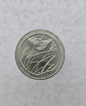 25 центов 2020г. США.  D . Национальный заповедник № 55-Толграсс-Прери. Канзас, состояние UNC.  - Мир монет