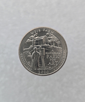 25 центов 2020г. № 52. D .Национальное историческое место Ферма Дж. А. Вейра. Коннектикут, состояние UNC.  - Мир монет