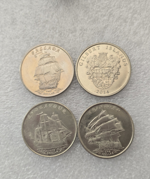 О. Гилберта.  Набор из 4 монет 1 доллар  2014г. Парусники, состояние мешковое. - Мир монет