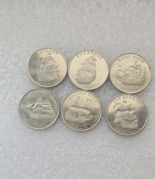О. Гилберта.  Набор из 6 монет 1 доллар  2015г. Парусники, состояние мешковое. - Мир монет