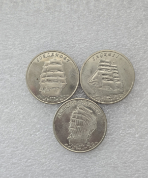 О. Гилберта.  Набор из 3 монет 1 доллар  2017г. Парусники, состояние мешковое. - Мир монет