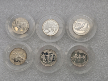 1 рубль 1998г. ЛМД. 6 монет " 100 лет русскому футболу", пруф. - Мир монет