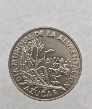 1 песо 1981г. Куба , Сахарный тростник, никель,  мешковая - Мир монет