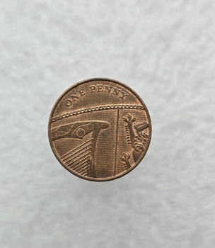 Великобритания.  1 пенни  2008 г. Елизавета II , Флаг,  aUNC - Мир монет