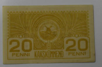  Банкнота  20 пенни 1919г. Эстония, состояние XF. - Мир монет