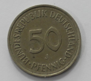 50 пфеннигов 1981г. ФРГ. J, никель,состояние VF. - Мир монет