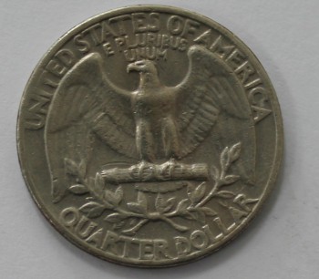 25 центов 1965г.  без букв, США, состояние VF. - Мир монет