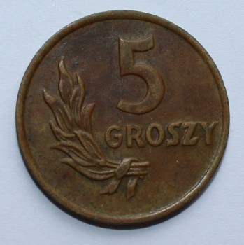 5 грошей 1949г. Польша, бронза,состояние VF-XF - Мир монет