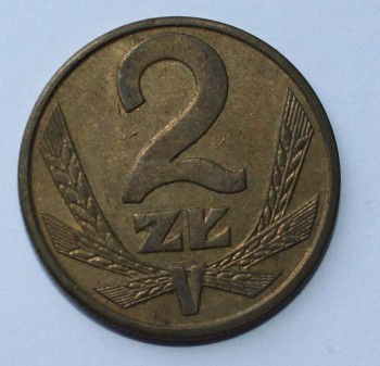 2 злотых 1988г. Польша,бронза,состояние VF+ - Мир монет