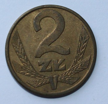 2 злотых 1988г. Польша,бронза,состояние VF+ - Мир монет