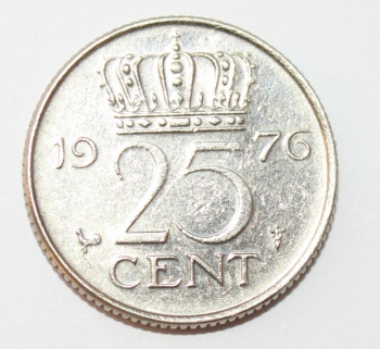 25 центов 1976г. Нидерланды,состояние XF - Мир монет