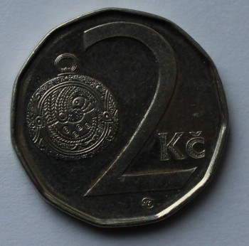 2 кроны 2007г. Чехия, никель, состояние XF - Мир монет