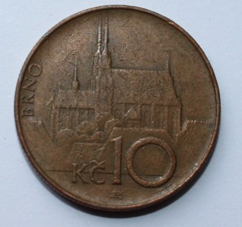 10 крон 1994г. Чехия, бронза,состояние VF - Мир монет