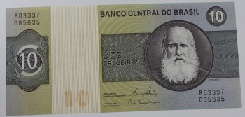  Банкнота 10 крузейро 1970-е г.г. Бразилия,Памятник, состояние UNC. - Мир монет