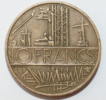 10 франков 1976г. Франция,состояние XF - Мир монет