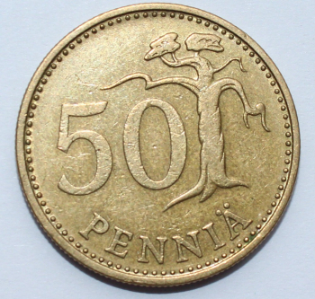 Финляндия.  50 пенни 1969г , бронза, XF+ - Мир монет