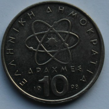 10 драхм 1998 г Греция третья республика, медно-никелевый сплав, состояние XF  - Мир монет