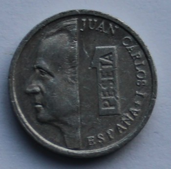 1 песета 1995г. Испания. Хуан Карлос, алюминий, состояние XF - Мир монет