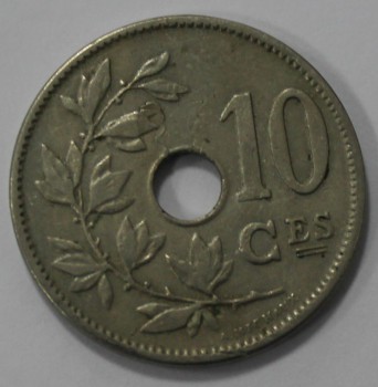 10 сантимов  1902 г. Королевство Бельгия, никель, состояние VF-XF. - Мир монет