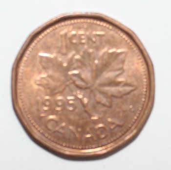 1 цент 1995г. Канада, бронза, состояние VF-XF. - Мир монет